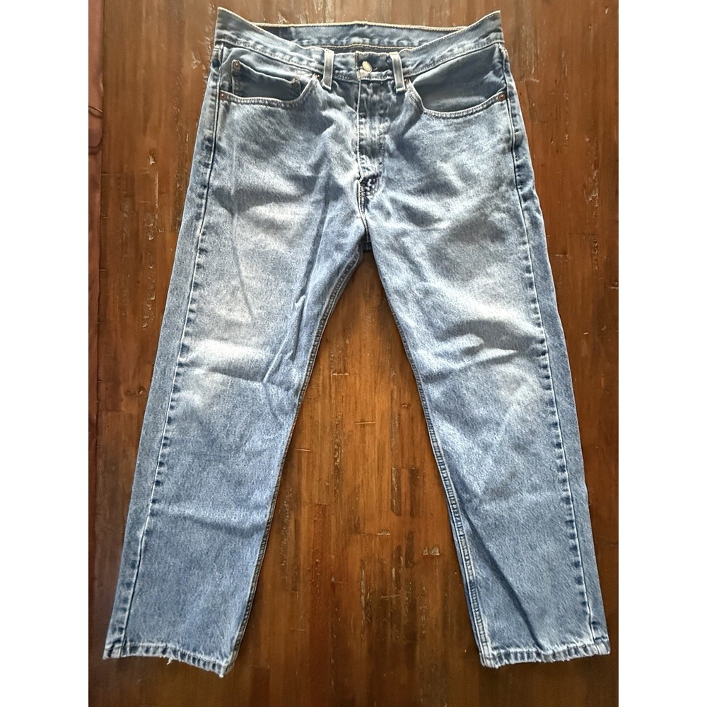 Levis 505‎ Mens Regular Fit Straight Leg Jeans W34 L29 Light Wash Stonewash